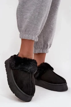 Online Kapcie Damskie Na Platformie Z Futerkiem Czarne Linaris Damskie Śniegowce Damskie|Kapcie Klasyczne
