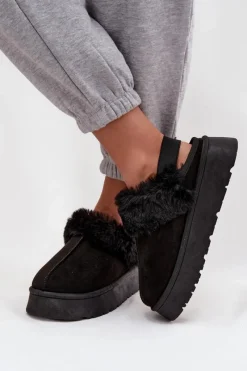 Online Kapcie Damskie Na Platformie Z Futerkiem Czarne Linaris Damskie Śniegowce Damskie|Kapcie Klasyczne