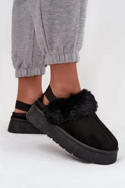Online Kapcie Damskie Na Platformie Z Futerkiem Czarne Linaris Damskie Śniegowce Damskie|Kapcie Klasyczne