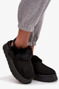 Online Kapcie Damskie Na Platformie Z Futerkiem Czarne Linaris Damskie Śniegowce Damskie|Kapcie Klasyczne