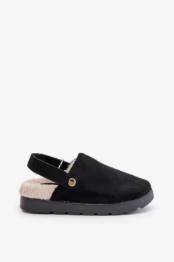 Hot Kapcie Damskie Na Platformie Ocieplane Futerkiem Typu Baranek Czarne Sanilora Damskie Kapcie Klasyczne