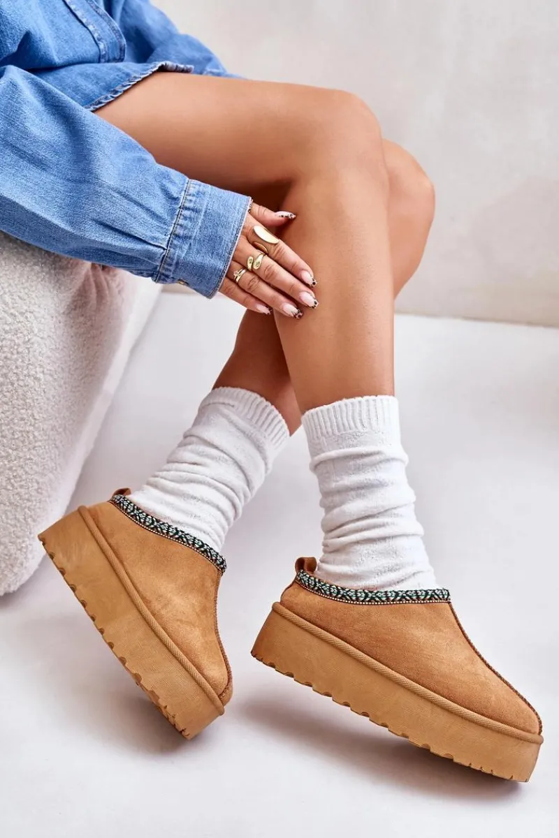 Clearance Kapcie Damskie Na Platformie Z Haftem Camel Neroma Damskie Śniegowce Damskie|Kapcie Klasyczne