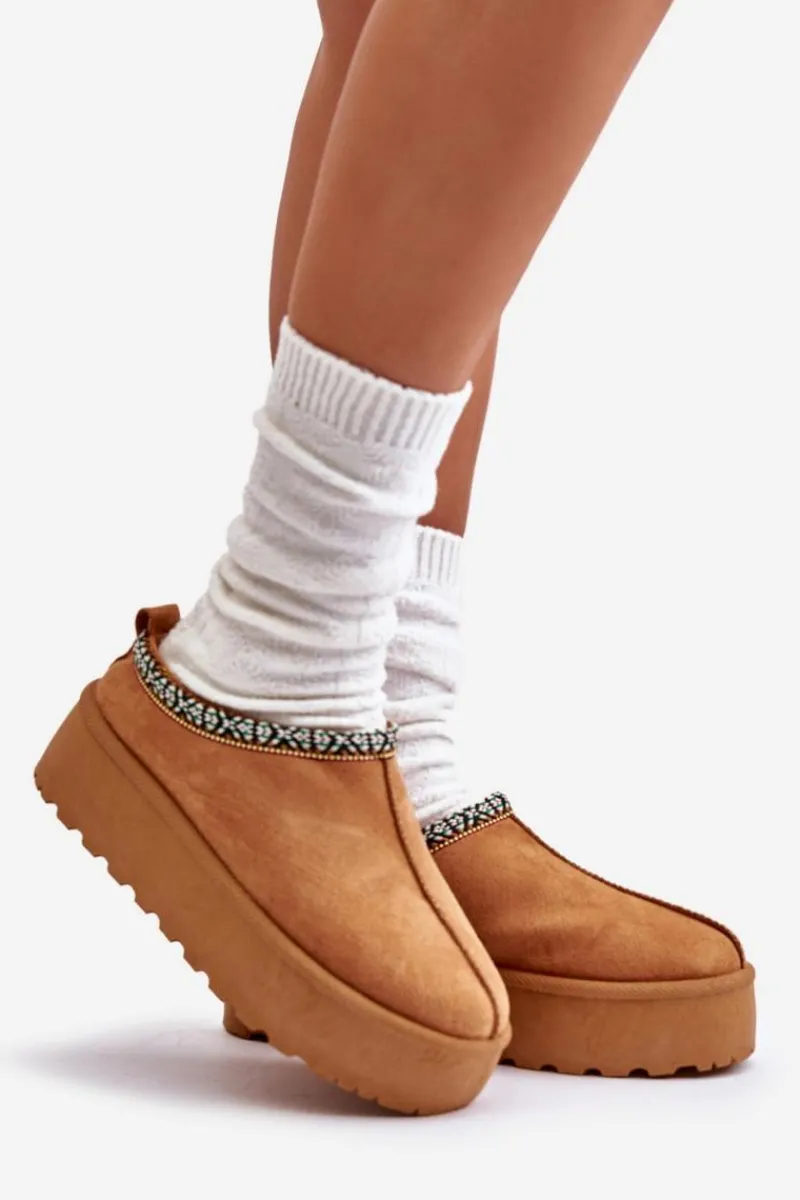 Clearance Kapcie Damskie Na Platformie Z Haftem Camel Neroma Damskie Śniegowce Damskie|Kapcie Klasyczne