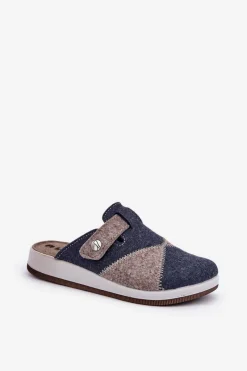 New INBLU Kapcie Damskie Profilaktyczne CT000032 Szaro-Granatowe