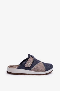 New INBLU Kapcie Damskie Profilaktyczne CT000032 Szaro-Granatowe