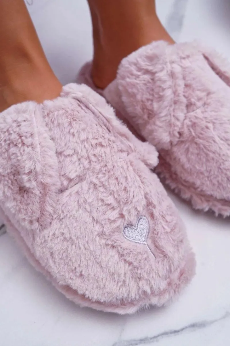 Clearance Boto Kapcie Damskie SOXO Puchate Pieski z Uszami Różowe