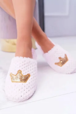 Kapcie Damskie SOXO Złota Korona Różowe Damskie Kapcie Klasyczne