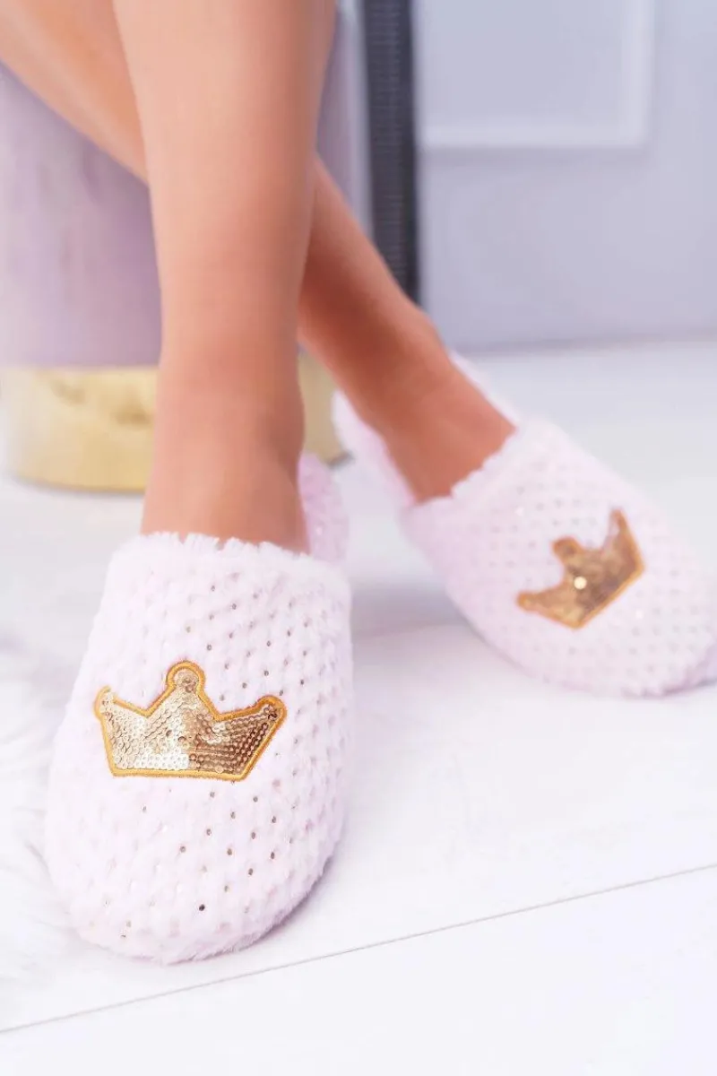 Kapcie Damskie SOXO Złota Korona Różowe Damskie Kapcie Klasyczne