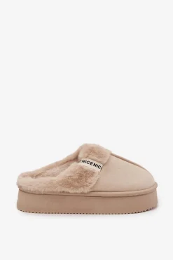 Boto Kapcie Damskie Z Futerkiem Jasnobeżowe Parisse Beżowy