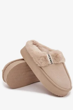 Boto Kapcie Damskie Z Futerkiem Jasnobeżowe Parisse Beżowy