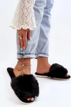 Kapcie Klasyczne|Klapki Damskie Klasyczne>Boto Kapcie Damskie Z Futerkiem Czarne Vienitta