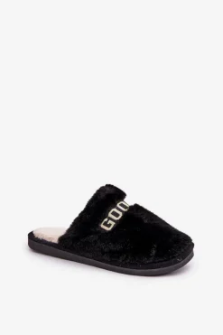 Discount Kapcie Damskie Z Futerkiem I Napisem Czarne Kalelia Damskie Kapcie Klasyczne|Klapki Z Futerkiem