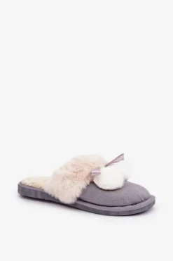 Discount Kapcie Damskie Z Futerkiem Szare Nartani Damskie Kapcie Klasyczne