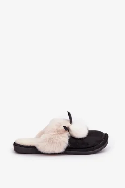 Boto Kapcie Damskie Z Futerkiem Czarne Nartani Czarny