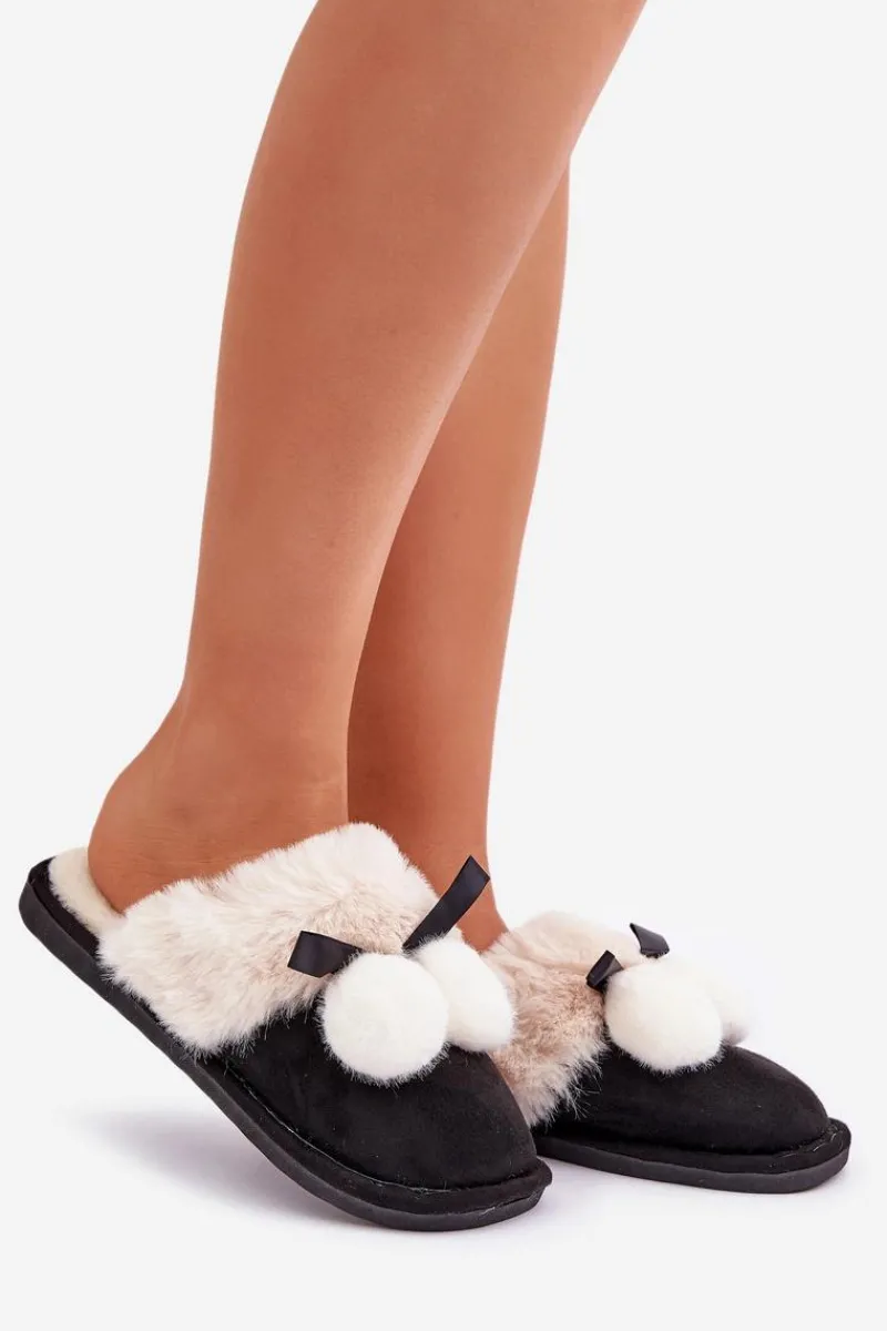 Boto Kapcie Damskie Z Futerkiem Czarne Nartani Czarny
