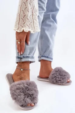 Hot Boto Kapcie Damskie Z Futerkiem Szare Vienitta