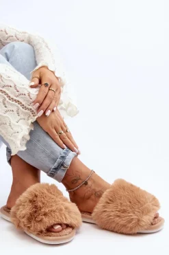 Kapcie Damskie Z Futerkiem Beżowe Vienitta Damskie Kapcie Klasyczne|Klapki Damskie Klasyczne