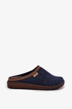Online INBLU Kapcie Damskie Z Haftem NL000009 Granatowe Niebieski