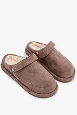 Sale Kapcie Damskie Z Paskiem Ocieplane Futerkiem Ciemnobeżowe Rilena Damskie Śniegowce Damskie|Kapcie Klasyczne
