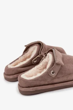 Sale Kapcie Damskie Z Paskiem Ocieplane Futerkiem Ciemnobeżowe Rilena Damskie Śniegowce Damskie|Kapcie Klasyczne