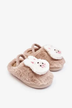 Discount Boto Kapcie Dziecięce Futrzane Króliczek Beżowe Dicera