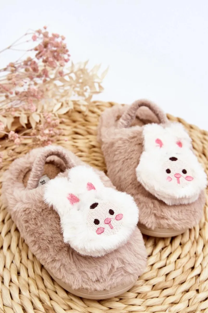 Discount Boto Kapcie Dziecięce Futrzane Króliczek Beżowe Dicera