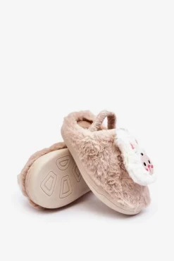 Discount Boto Kapcie Dziecięce Futrzane Króliczek Beżowe Dicera