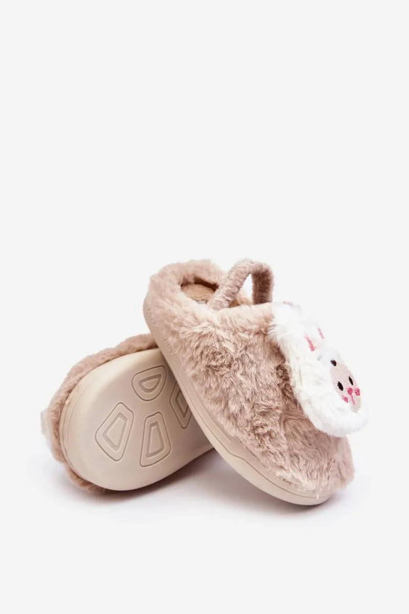 Discount Boto Kapcie Dziecięce Futrzane Króliczek Beżowe Dicera