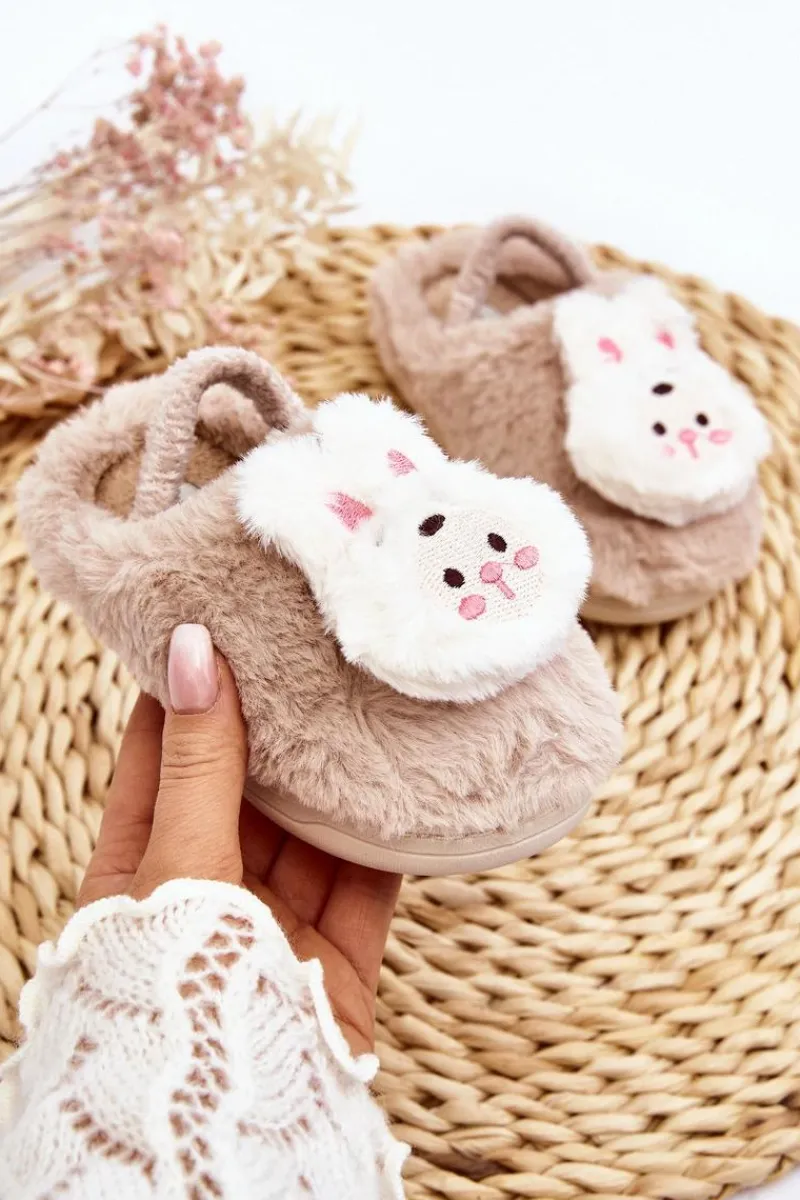 Discount Boto Kapcie Dziecięce Futrzane Króliczek Beżowe Dicera