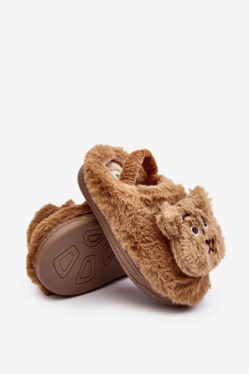 Sale Boto Kapcie Dziecięce Futrzane Z Misiem Brązowe Dicera