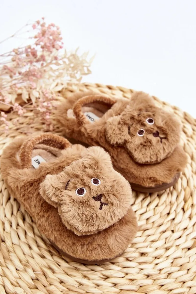 Sale Boto Kapcie Dziecięce Futrzane Z Misiem Brązowe Dicera