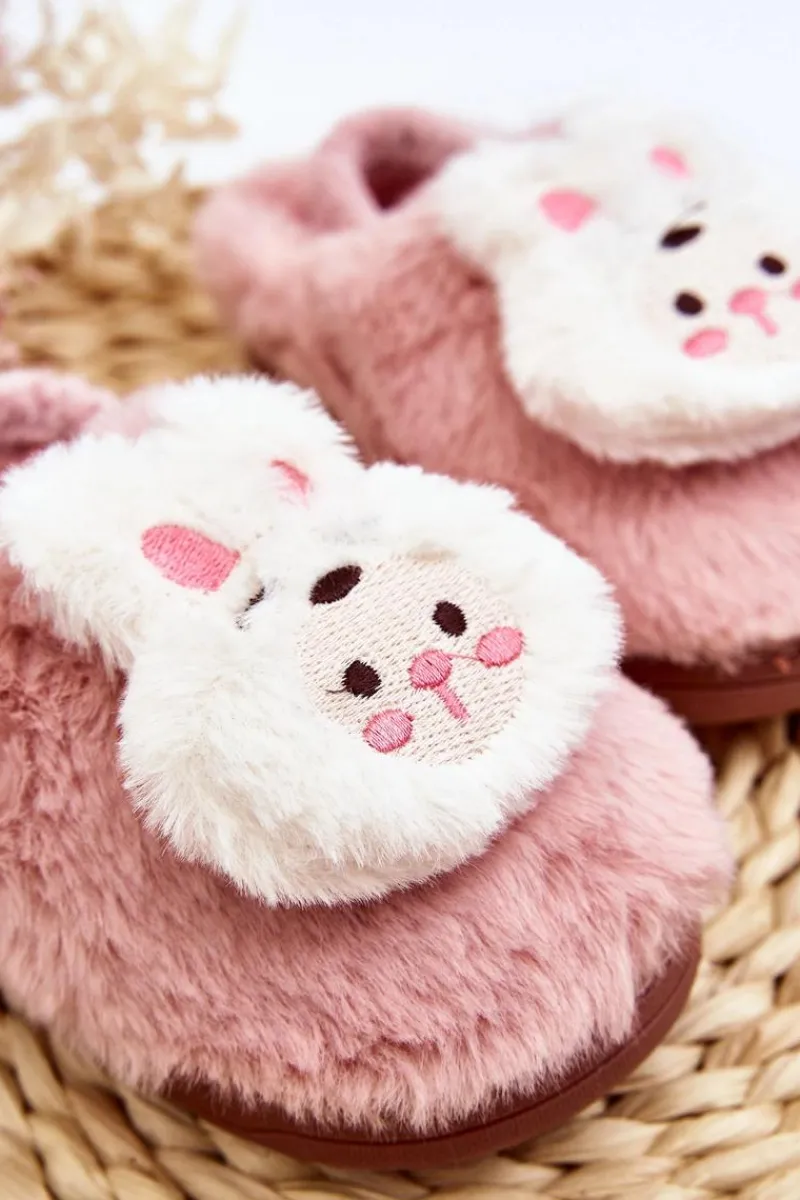 Dziewczęce>Boto Kapcie Dziecięce Futrzane Króliczek Różowe Dicera