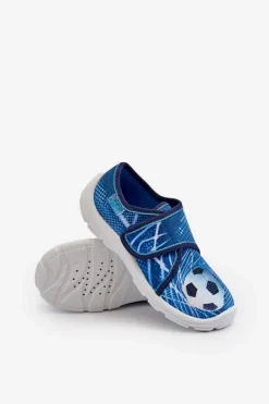 Sale Kapcie Dziecięce Na Rzep 974X312 Niebieskie Dzieci Chłopięce