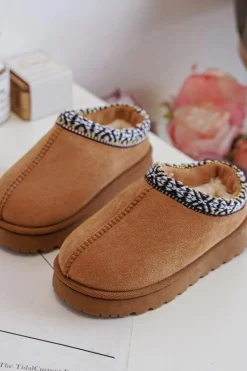 Sale Boto Kapcie Dziecięce Wsuwane Ocieplane Camel Olivane