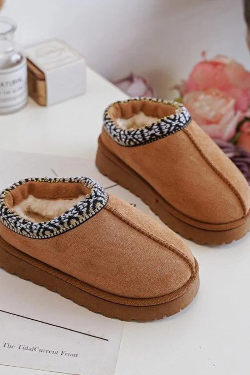 Sale Boto Kapcie Dziecięce Wsuwane Ocieplane Camel Olivane