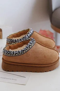 Sale Boto Kapcie Dziecięce Wsuwane Ocieplane Camel Olivane