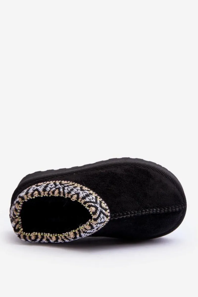 Chłopięce|Dziewczęce>Boto Kapcie Dziecięce Wsuwane Ocieplane Czarne Olivane Czarny