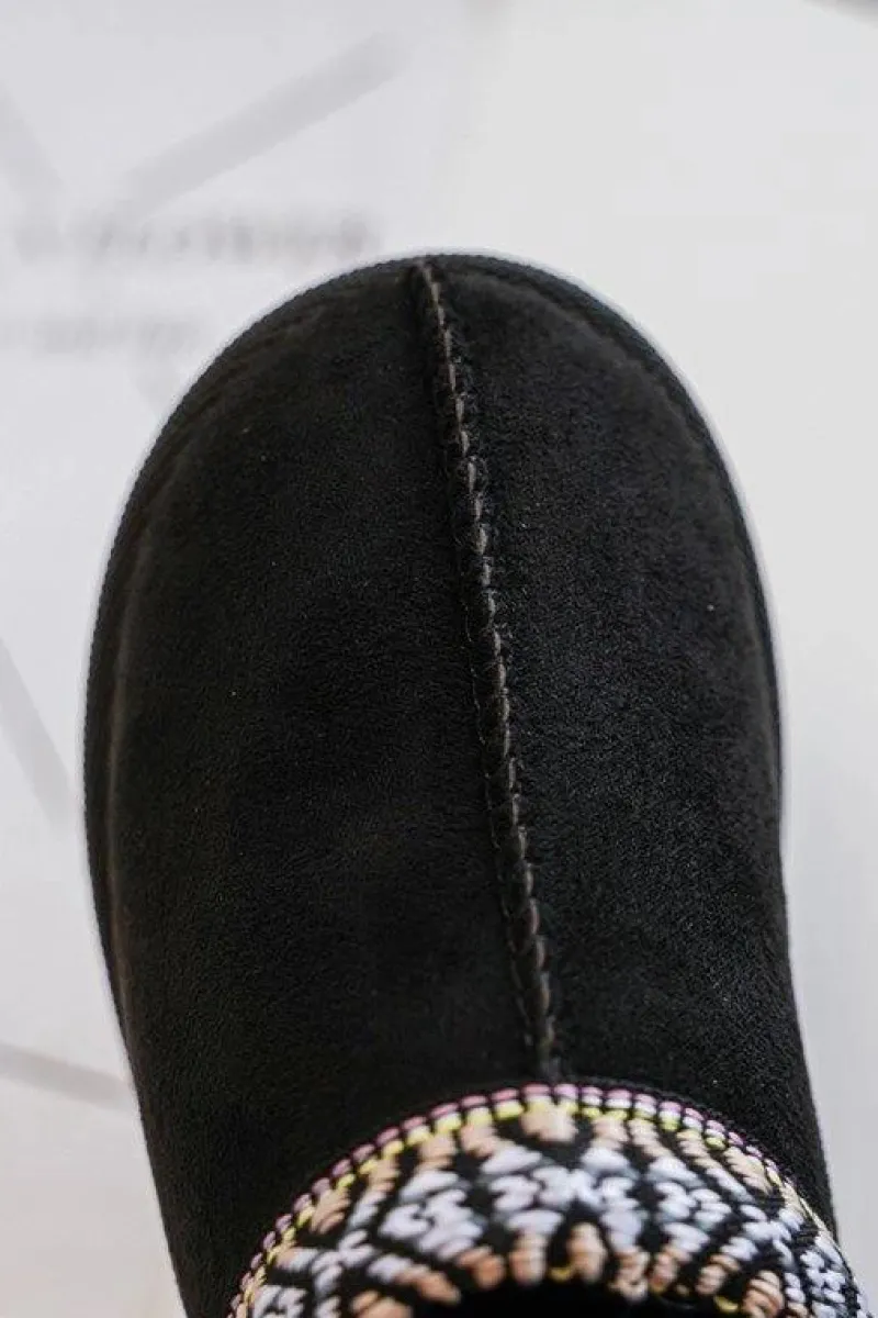 Chłopięce|Dziewczęce>Boto Kapcie Dziecięce Wsuwane Ocieplane Czarne Olivane Czarny