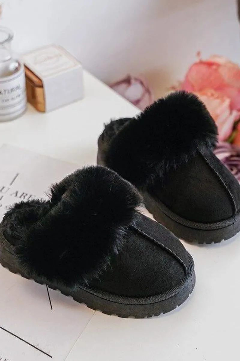 Dziewczęce|Back To School>Boto Kapcie Dziecięce Z Futerkiem Czarne Birasta Czarny