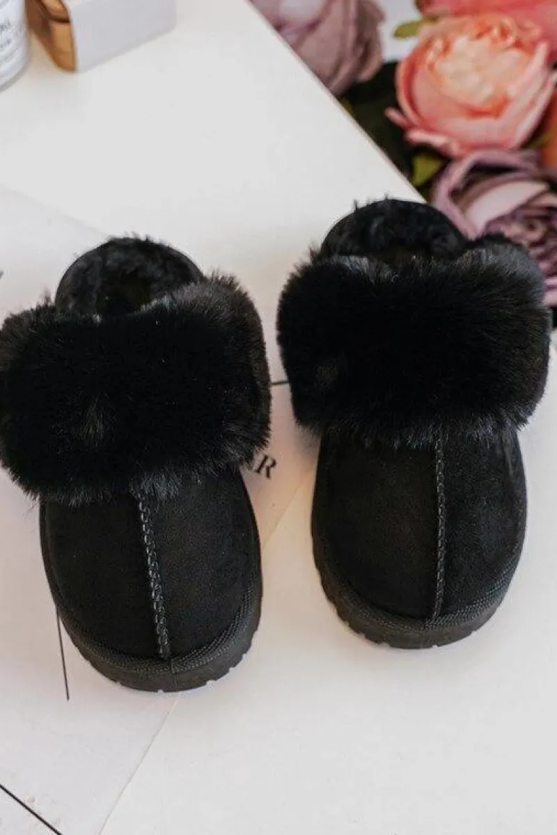 Dziewczęce|Back To School>Boto Kapcie Dziecięce Z Futerkiem Czarne Birasta Czarny