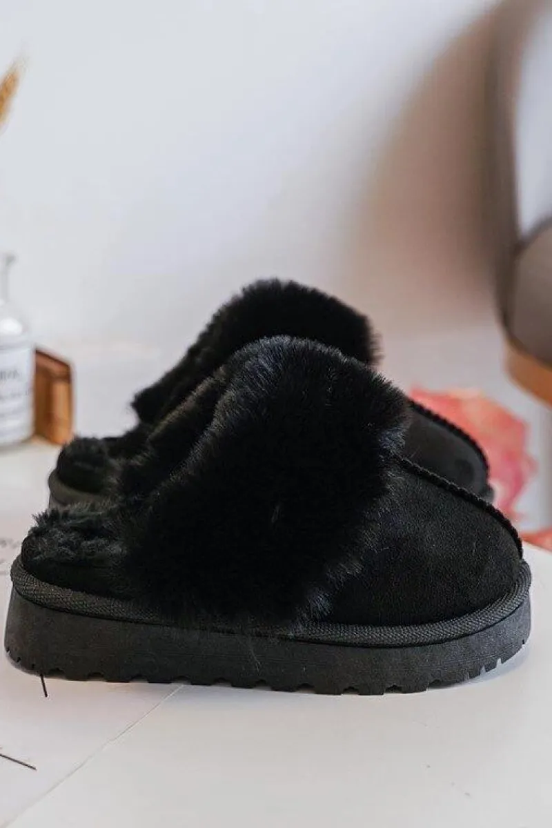 Dziewczęce|Back To School>Boto Kapcie Dziecięce Z Futerkiem Czarne Birasta Czarny