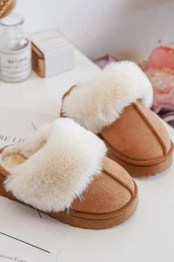 Kapcie Dziecięce Z Futerkiem Camel Birasta Dzieci Dziewczęce|Back To School