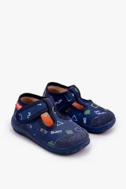 Dziewczęce|Back To School></noscript>Milami Kapcie Dziecięce Elastyczne Na Rzepy Granatowe Ambette Niebieski