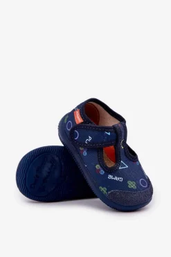 Dziewczęce|Back To School></noscript>Milami Kapcie Dziecięce Elastyczne Na Rzepy Granatowe Ambette Niebieski