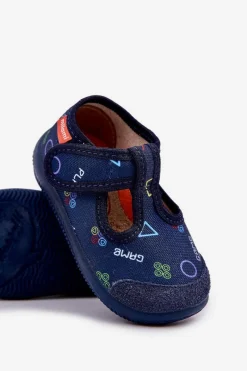 Dziewczęce|Back To School></noscript>Milami Kapcie Dziecięce Elastyczne Na Rzepy Granatowe Ambette Niebieski