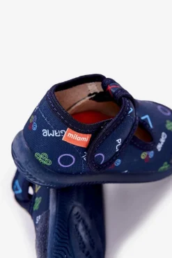 Dziewczęce|Back To School></noscript>Milami Kapcie Dziecięce Elastyczne Na Rzepy Granatowe Ambette Niebieski