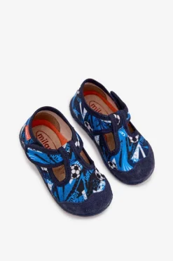Hot Milami Kapcie Dziecięce Na Rzep Piłki Granatowe Jasimrra Niebieski