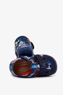 Kapcie Dziecięce Na Rzepy W Piłki Granatowe Reathiana Dzieci Dziewczęce|Back To School