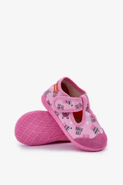 Best Milami Kapcie Dziecięce Na Rzep W Zebry Różowe Jasimrra Różowy