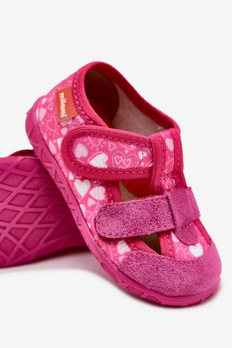 Dziewczęce|Back To School>Milami Kapcie Dziecięce Na Rzepy W Serduszka Różowe Reathiana Różowy